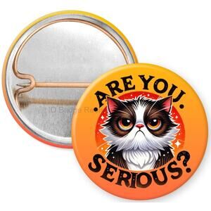 Are You Serious Cat 1" Pinback Button * Cat Humor * Work Humor * 3/$10